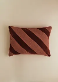 Coussin Toile Lin et Velours - Grand modèle - Terre de sienne — view 4