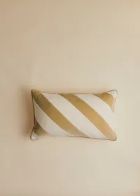 Coussin Toile Lin et Velours - Petit modèle - Beige — view 2