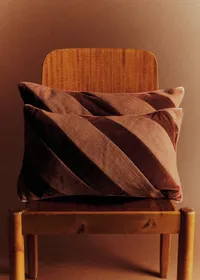 Coussin Toile Lin et Velours - Petit modèle - Terre de sienne — view 5