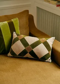 Coussin Velours Patchwork - Petit modèle - Beige et Kaki — view 2