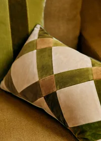 Coussin Velours Patchwork - Petit modèle - Beige et Kaki — view 4
