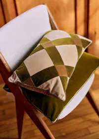 Coussin Velours Patchwork - Petit modèle - Beige et Kaki — view 5