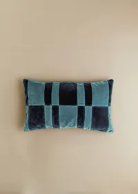 Coussin Velours Patchwork - Petit modèle - Bleu et Marine — view 2