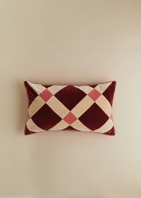 Coussin Velours Patchwork - Petit modèle - Terre de Sienne et Beige — view 4