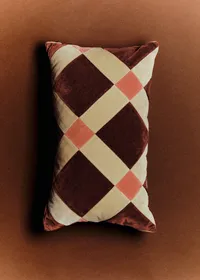 Coussin Velours Patchwork - Petit modèle - Terre de Sienne et Beige — view 5