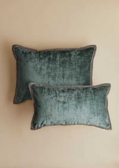 Coussin Velours Texturé - Petit modèle - Bleu