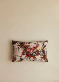 Coussin vintage velours bleu - Petit modèle - Imprimé Branches Multico — view 2