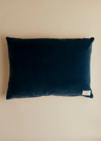 Coussin vintage velours bleu - Très grand modèle - Imprimé Branches Multico — view 2