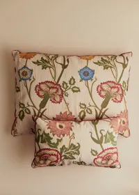 Coussin vintage velours blush - Très grand modèle - Imprimé Chrysanthèmes — view 3