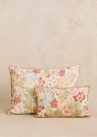 Coussin vintage velours blush - Très grand modèle - Imprimé composition florale — view 2