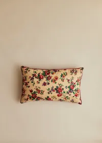 Coussin vintage velours bordeaux - Petit modèle - Imprimé Champêtre — view 2