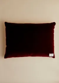 Coussin vintage velours bordeaux - Très grand modèle - Imprimé Champêtre — view 2