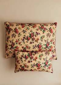 Coussin vintage velours bordeaux - Très grand modèle - Imprimé Champêtre — view 3