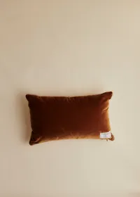 Coussin vintage velours caramel - Petit modèle - Imprimé Feuillages d'Automne — view 2