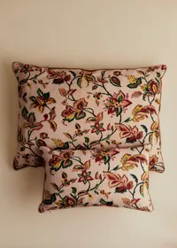 Coussin vintage velours caramel - Très grand modèle - Imprimé Feuillages d'Automne — view 2