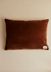 Coussin vintage velours caramel - Très grand modèle - Imprimé Feuillages d'Automne — view 3