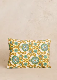 Coussin vintage velours caramel - Très grand modèle - Imprimé graphique — view 2