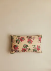 Coussin vintage velours céladon foncé - Petit modèle - Imprimé Fleurs de Chardon — view 2
