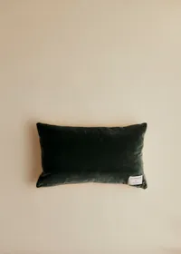 Coussin vintage velours céladon foncé - Petit modèle - Imprimé Fleurs de Chardon — view 3