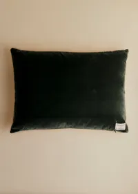 Coussin vintage velours céladon foncé - Très grand modèle - Imprimé Fleurs de Chardon — view 2