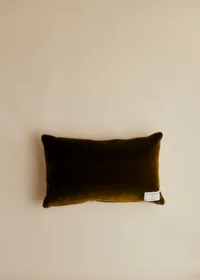 Coussin vintage velours kaki - Petit modèle - Imprimé Feuillage Vert — view 2