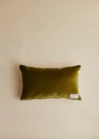 Coussin vintage velours vert - Petit modèle - Imprimé Fleurie Grenat — view 2