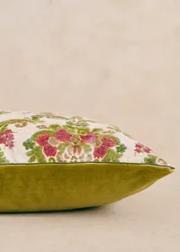 Coussin vintage velours vert - Très grand modèle - Imprimé bohème — view 2