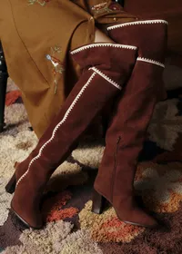 Cuissardes High Nadia - Sézane x Baziszt - Chocolat Brodé — view 2