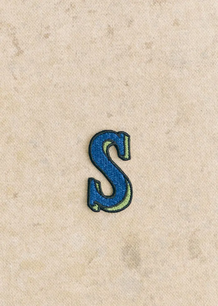 Ecusson vert / bleu - Lettre S - Bleu