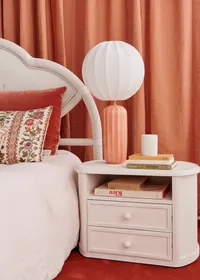 Ensemble de chambre vintage : tête de lit et paire de chevets - Rotin — view 2