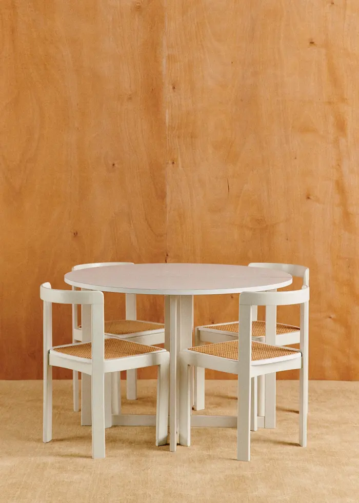Ensemble de table et chaises blanches vintage - Bois