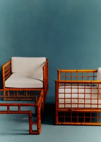 Ensemble salon vintage en bambou 2 fauteuils et 1 table basse - Bambou — view 5