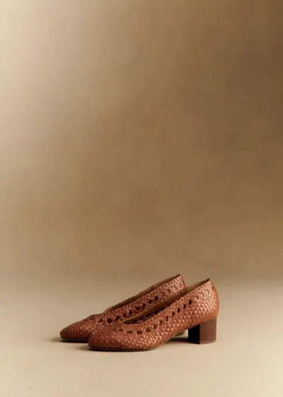 Escarpins Anya - Camel Lisse Tressé