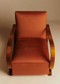 Fauteuil art déco vintage en alcanta - Orange — view 3