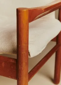 Fauteuil vintage en bois et bouclette - Bois — view 2