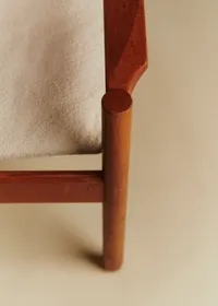 Fauteuil vintage en bois et bouclette - Bois — view 4