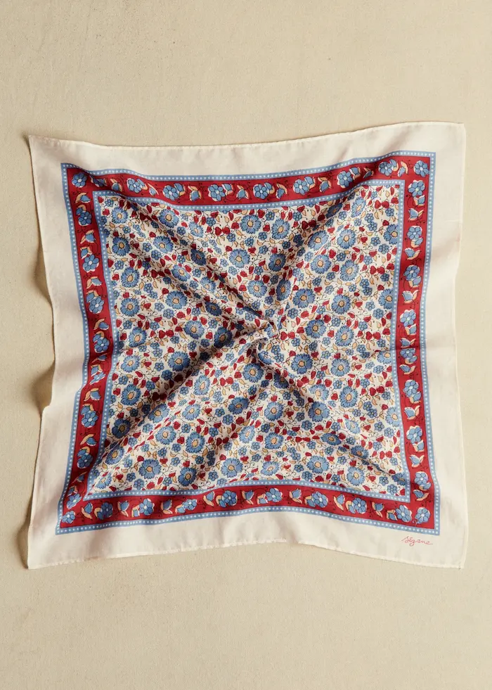Foulard Gaston - Fleurs Vintage Ecru