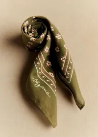 Foulard Gaston - Petites Fleurs Fond Kaki — view 4