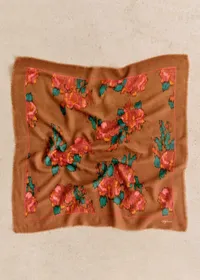 Foulard Maryse - Fleurs chinées fond café — view 2