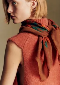 Foulard Maryse - Fleurs chinées fond café — view 3