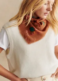 Foulard Maryse - Fleurs chinées fond café — view 5