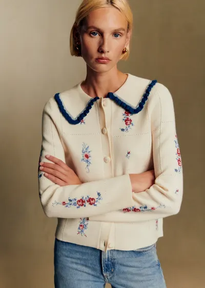 Gilet Antoine - Sézane x Baziszt - Jacquard Fond Ecru