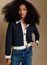 Gilet Betty - Marine Détails Ecru — view 2