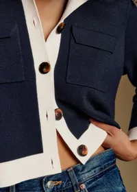 Gilet Betty - Marine Détails Ecru — view 3