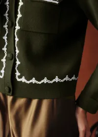 Gilet Betty - Sézane x Baziszt - Brodé Kaki Ecru — view 2