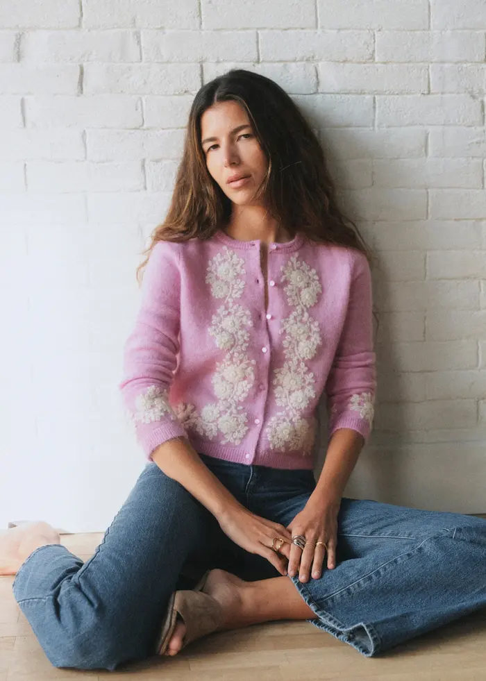 Gilet Laurine - Sézane x Sea NY - Lilas Broderies Écru