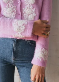 Gilet Laurine - Sézane x Sea NY - Lilas Broderies Écru — view 3