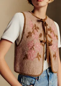Gilet Pepy - Beige Chiné Jacquard Floral — view 2