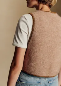 Gilet Pepy - Beige Chiné Jacquard Floral — view 3
