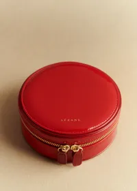 Grand écrin rond en vinyle - Rouge baiser — view 2